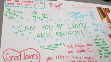 Mural de unos niños sobre la religión y la sexualidad