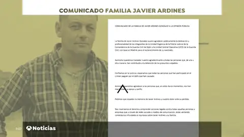 La carta de la familia de Javier Ardines, el concejal de IU asesinado: "Esperemos que paguen por el daño causado" La carta de la familia de Javier Ardines, el concejal de IU asesinado: "Esperemos que paguen por el daño causado"