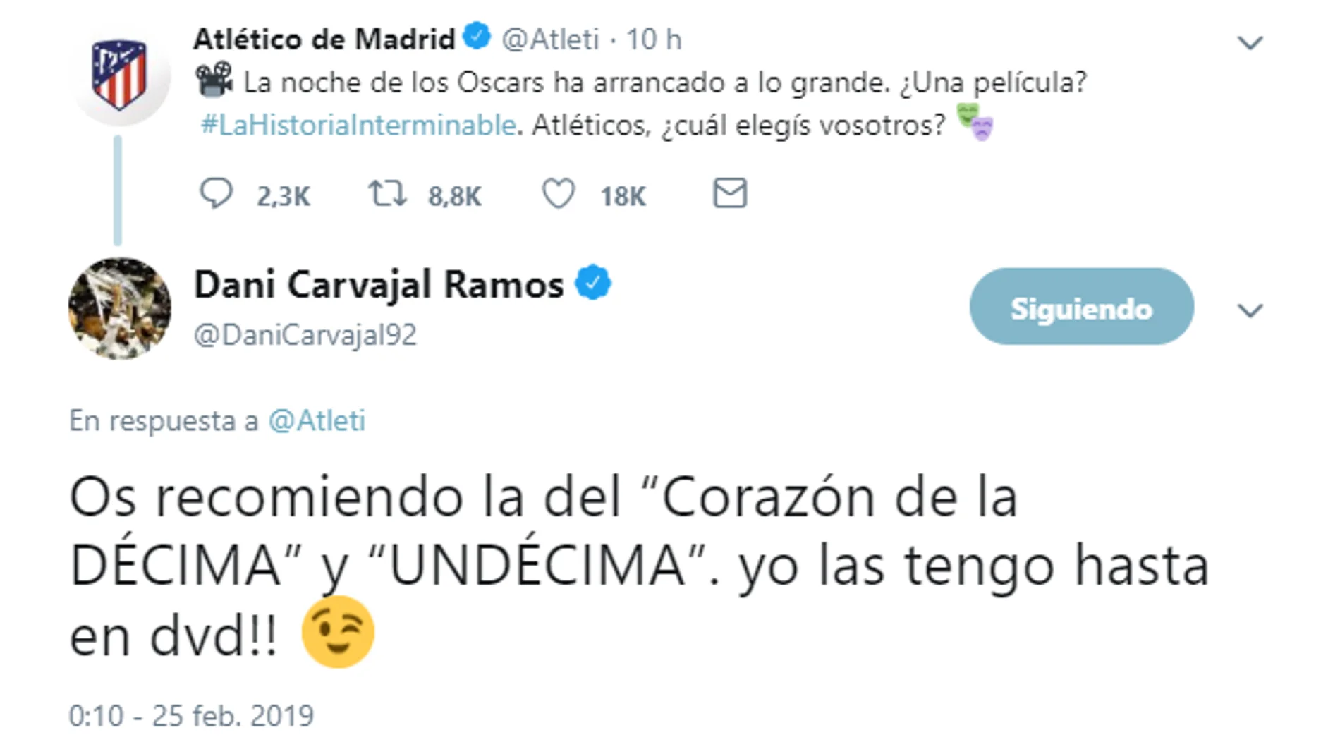 La respuesta de Carvajal al Atlético La respuesta de Carvajal al Atlético