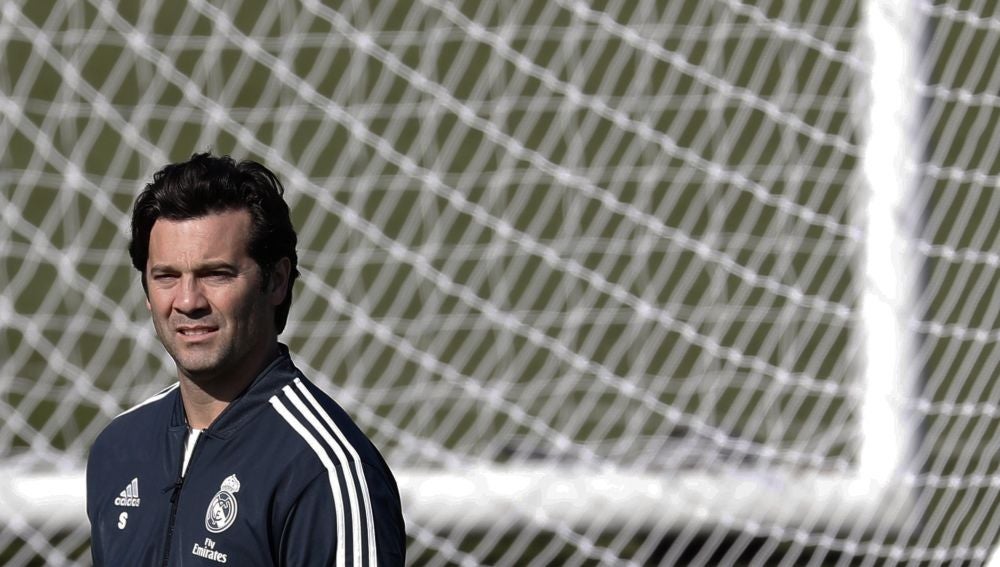 Solari, durante un entrenamiento del Real Madrid