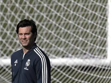 Solari, durante un entrenamiento del Real Madrid Solari, durante un entrenamiento del Real Madrid