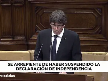 Puigdemont lamenta haber suspendido los efectos de declaración ilegal de independencia del 1-O Puigdemont lamenta haber suspendido los efectos de declaración ilegal de independencia del 1-O