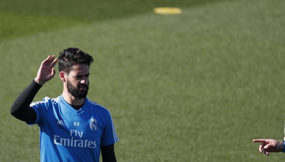 Isco, en un entrenamiento del Real Madrid.