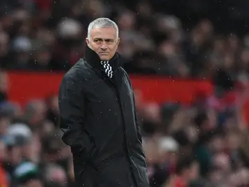 Mourinho en un partido del Manchester United Mourinho en un partido del Manchester United