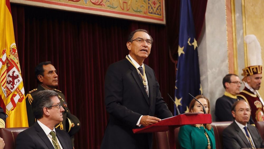 El presidente de Perú, Martín Vizcarra, durante su intervención