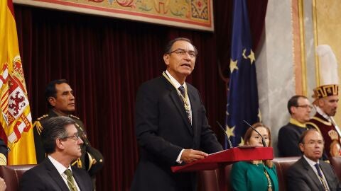 El presidente de Per&uacute;, Mart&iacute;n Vizcarra, durante su intervenci&oacute;n