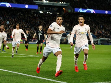 Rashford celebra su gol contra el PSG