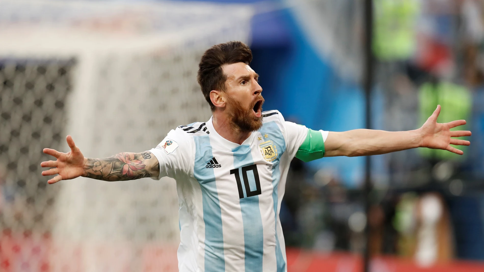 Leo Messi celebra un gol con Argentina Leo Messi celebra un gol con Argentina