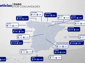 Mapa del paro por comunidades autónomas Mapa del paro por comunidades autónomas