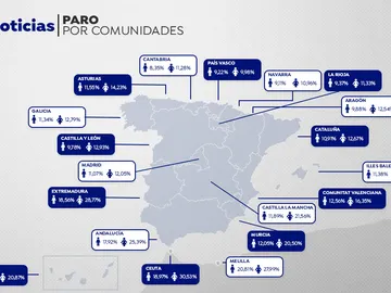 Mapa del paro por comunidades autónomas Mapa del paro por comunidades autónomas