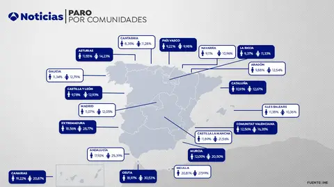 Mapa del paro por comunidades autónomas Mapa del paro por comunidades autónomas