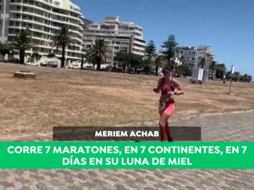 La particular luna de miel de Meriem Achab: corre siete maratones en siete continentes durante siete días