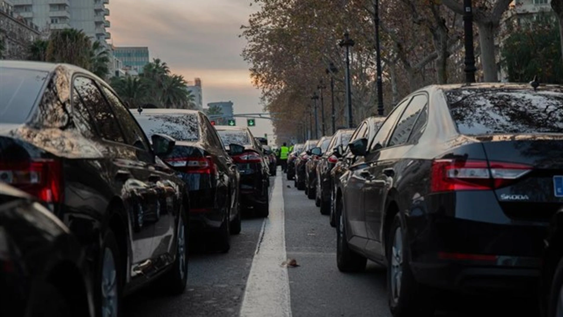 Cabifys aparcados en una calle de Barcelona Cabifys aparcados en una calle de Barcelona