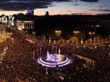 Vista general de la marcha feminista celebrada este viernes en Madrid
