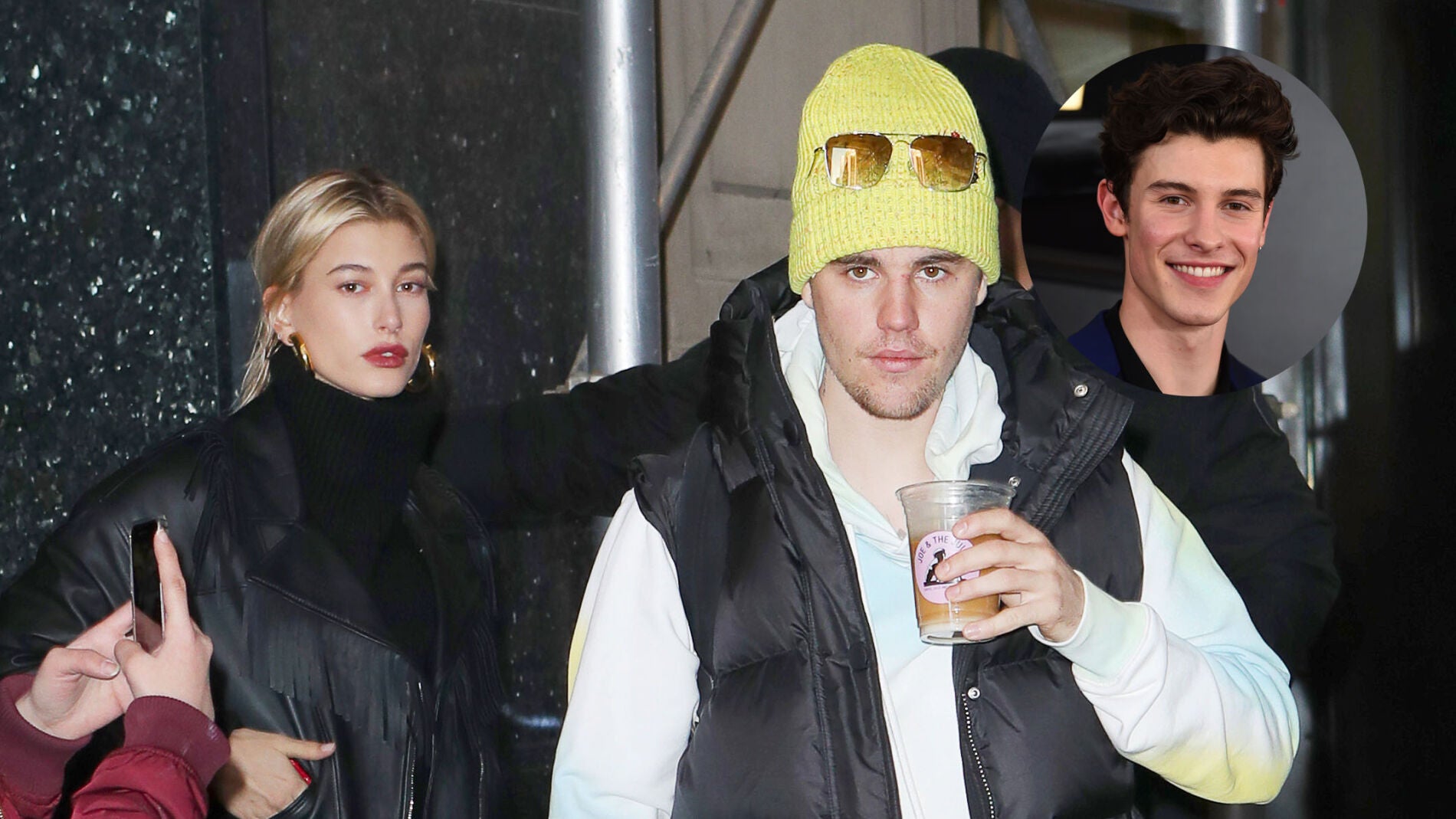 Justin Bieber, Hailey Baldwin y Shawn Mendes