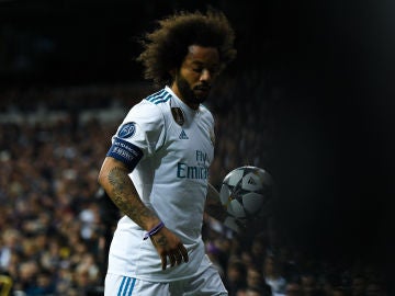 Marcelo, en un partido del Real Madrid en Champions
