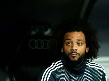 Marcelo, pensativo durante un partido del Real Madrid Marcelo, pensativo durante un partido del Real Madrid