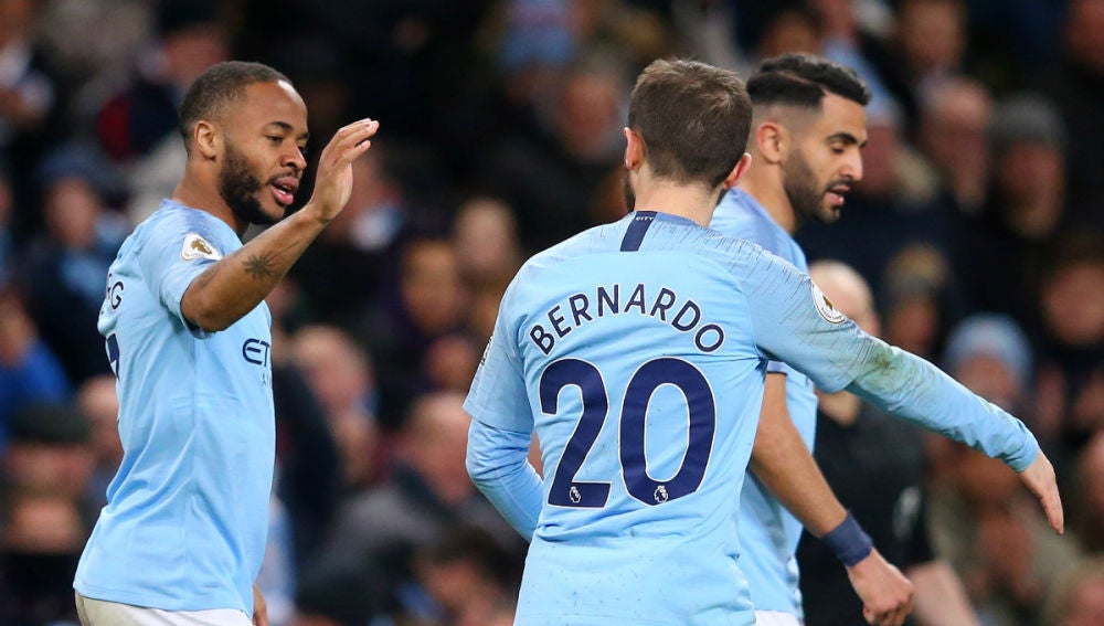 Sterling celebra un gol del Manchester City