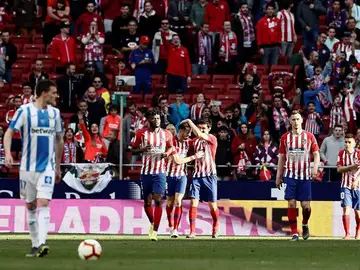 Los jugadores del Atlético de Madrid celebran el gol de Saúl ante el Leganés Los jugadores del Atlético de Madrid celebran el gol de Saúl ante el Leganés