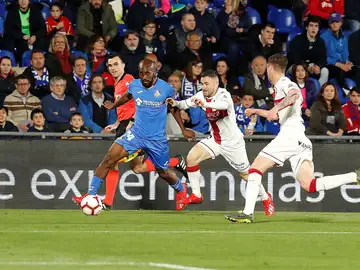 Momento del partido entre Getafe y Huesca Momento del partido entre Getafe y Huesca