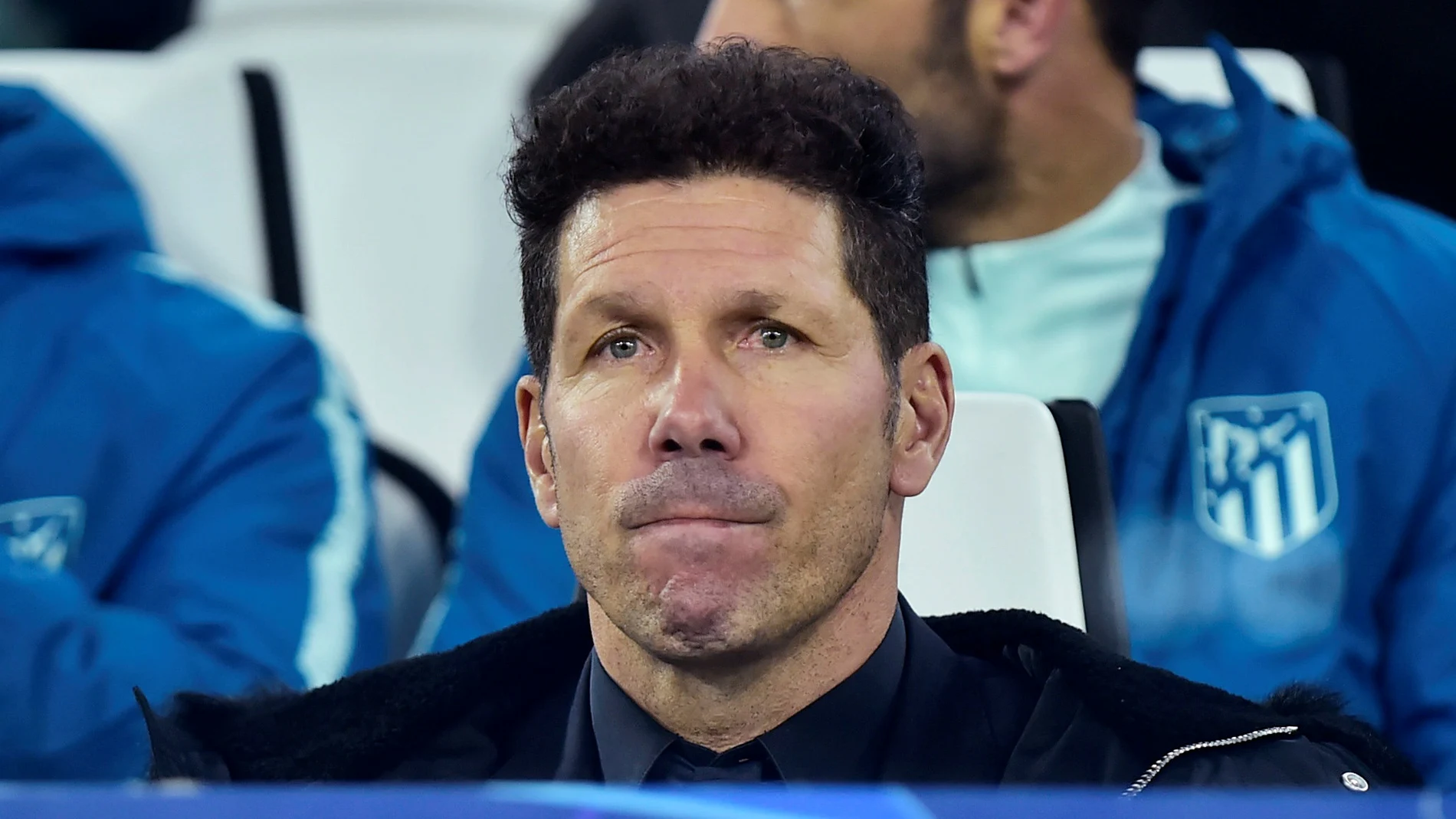 Simeone en la grada del Juventus Stadium Simeone en la grada del Juventus Stadium