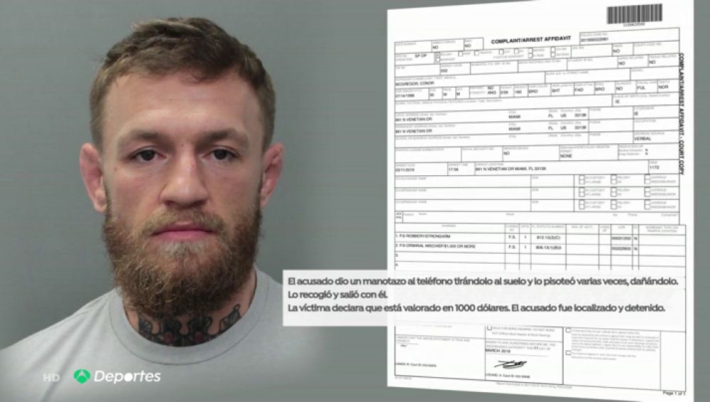 Arrestan a Conor McGregor en Miami por destrozar y robar el móvil de un fan