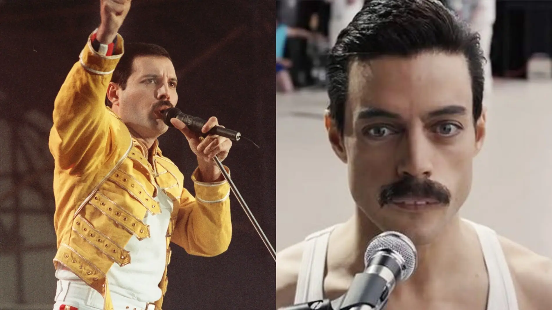 Freddie Mercury y Rami Malek en 'Bohemian Rhapsody'