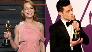 Brie Larson y Rami Malek con sus Oscar Brie Larson y Rami Malek con sus Oscar