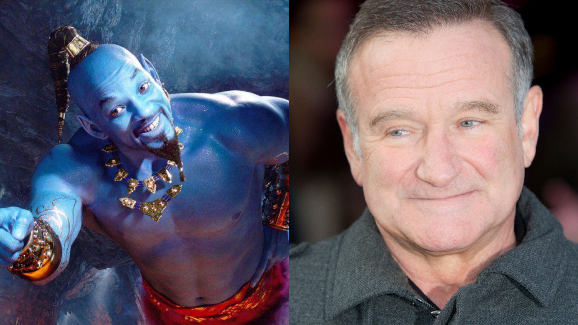 Will Smith como el Genio y Robin Williams