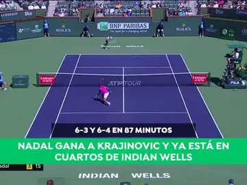 Nadal sigue firme en Indian Wells y se mete en cuartos tras ganar en dos sets a Filip Krajinovic Nadal sigue firme en Indian Wells y se mete en cuartos tras ganar en dos sets a Filip Krajinovic
