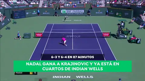 Nadal sigue firme en Indian Wells y se mete en cuartos tras ganar en dos sets a Filip Krajinovic Nadal sigue firme en Indian Wells y se mete en cuartos tras ganar en dos sets a Filip Krajinovic