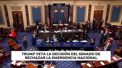 Trump veta la decisión del Senado de rechazar la emergencia nacional Trump veta la decisión del Senado de rechazar la emergencia nacional