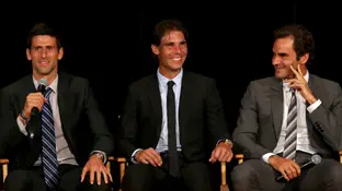 Djokovic, Nadal y Federer en un evento Djokovic, Nadal y Federer en un evento