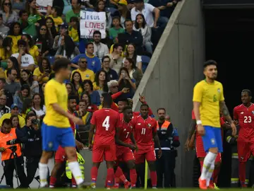 Panamá celebra un gol ante Brasil Panamá celebra un gol ante Brasil