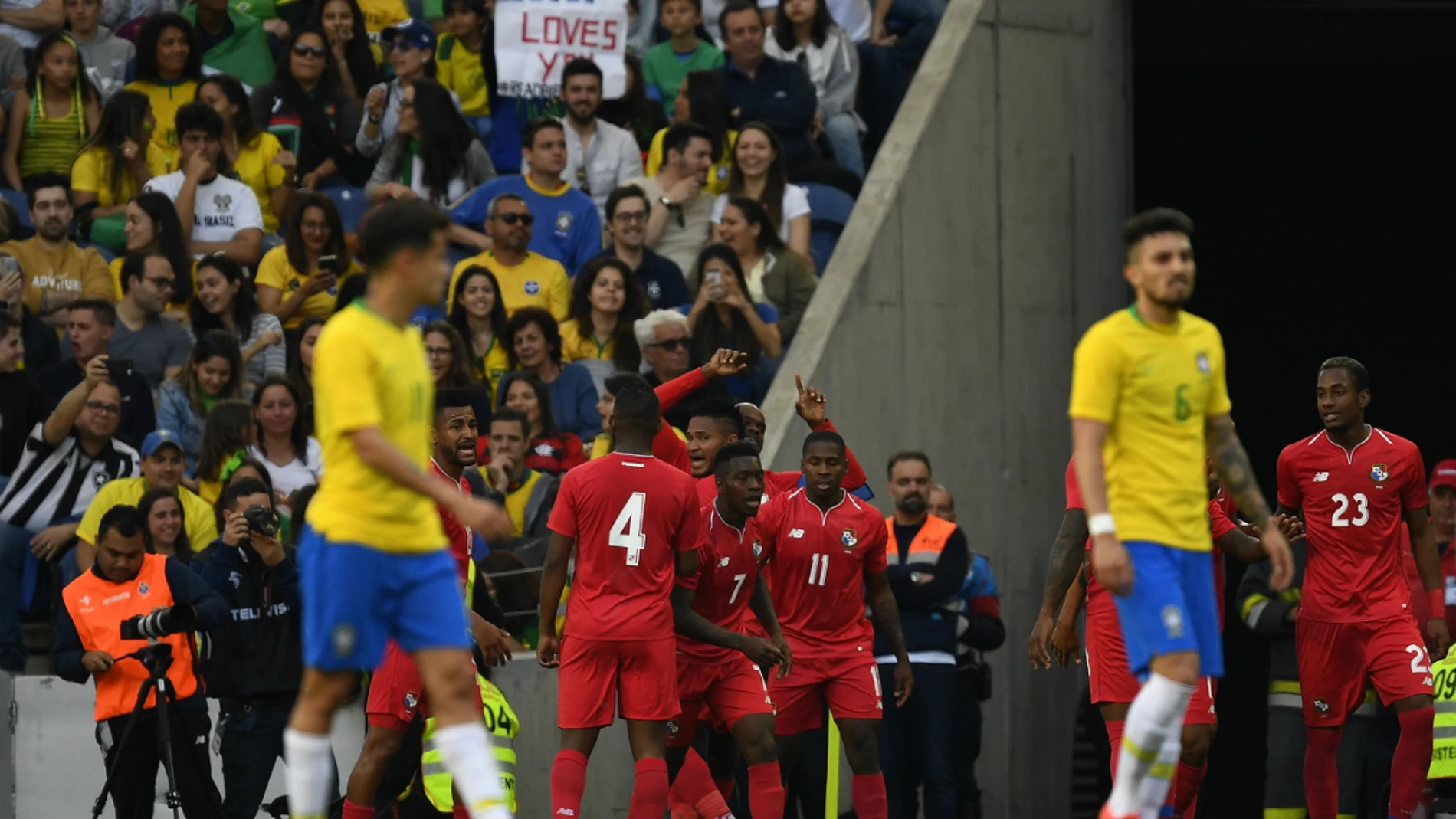 Panamá celebra un gol ante Brasil Panamá celebra un gol ante Brasil