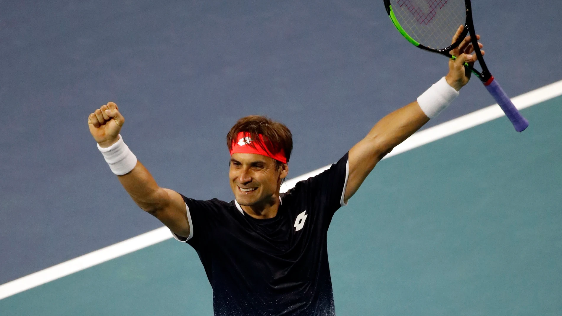 David Ferrer celebra su victoria ante Alexander Zverev David Ferrer celebra su victoria ante Alexander Zverev