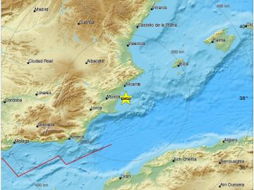 Epicentro del terremoto de Alicante y Murcia