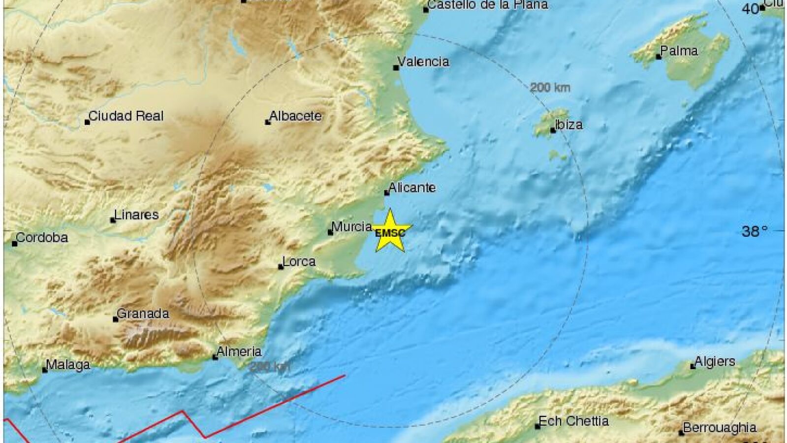 Un terremoto de magnitud 4 se siente en las provincias de Murcia y Alicante