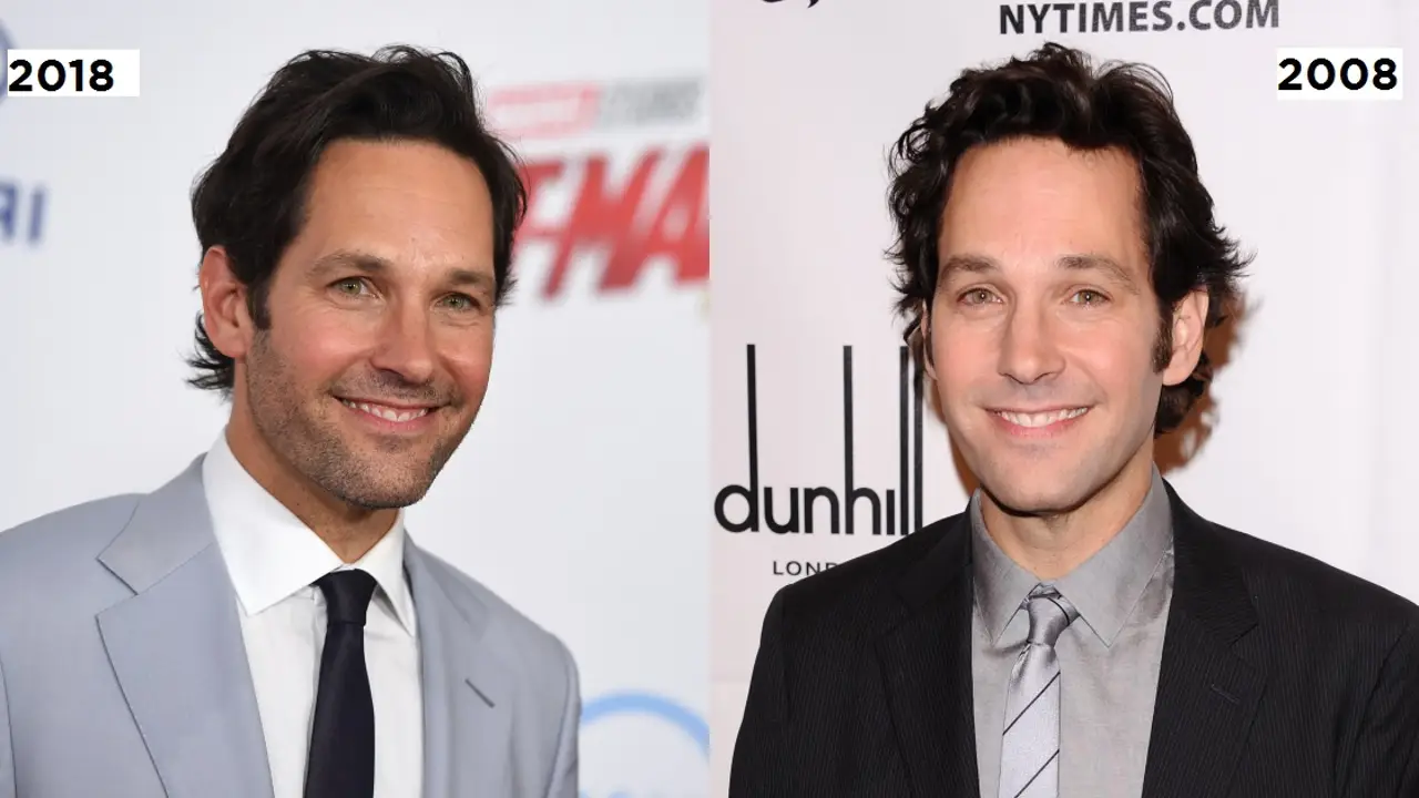 Paul Rudd en la actualidad y hace más de diez años