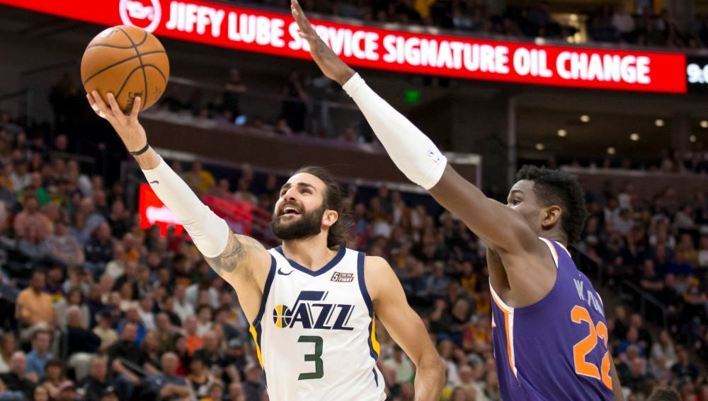 Ricky Rubio, en acción contra los Utah Jazz