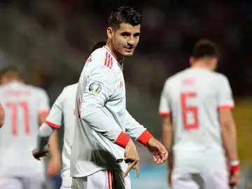 Morata celebra su gol con la Selección. Morata celebra su gol con la Selección.