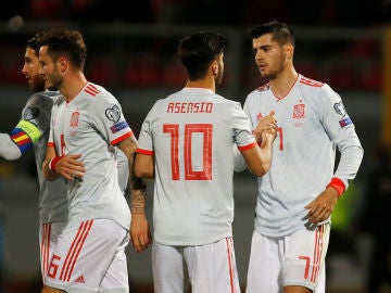 Morata celebra su gol a Malta