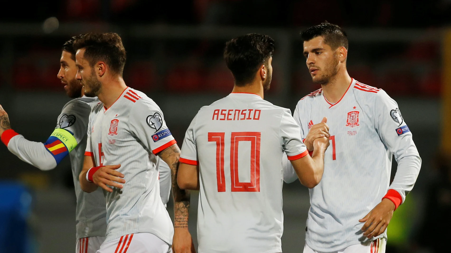 Morata celebra su gol a Malta Morata celebra su gol a Malta