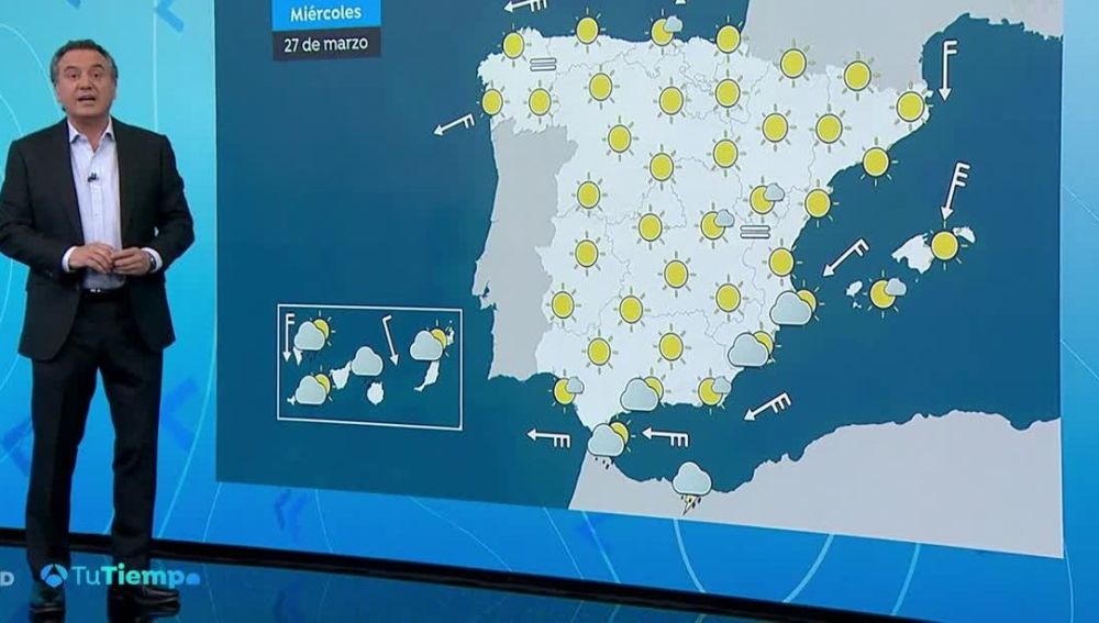 Cielo despejado excepto en Canarias, donde se mantienen las lluvias
