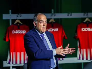 Javier Tebas habla durante una intervención Javier Tebas habla durante una intervención