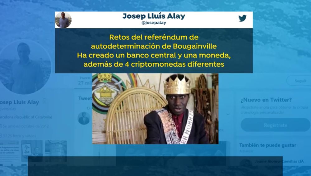 A la oficina de Puigdemont le gusta la declaración de independencia del rey de Bougainville