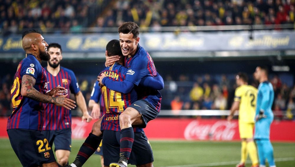 Coutinho celebra su gol ante el Villarreal