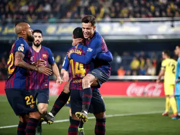Coutinho celebra su gol ante el Villarreal Coutinho celebra su gol ante el Villarreal