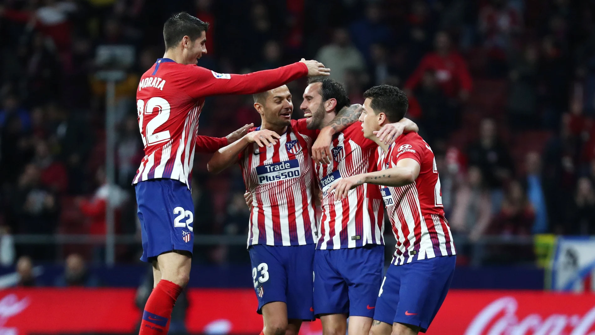 Godín celebra su gol al Villarreal Godín celebra su gol al Villarreal