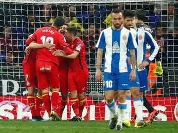 El Getafe celebra el gol del empate El Getafe celebra el gol del empate